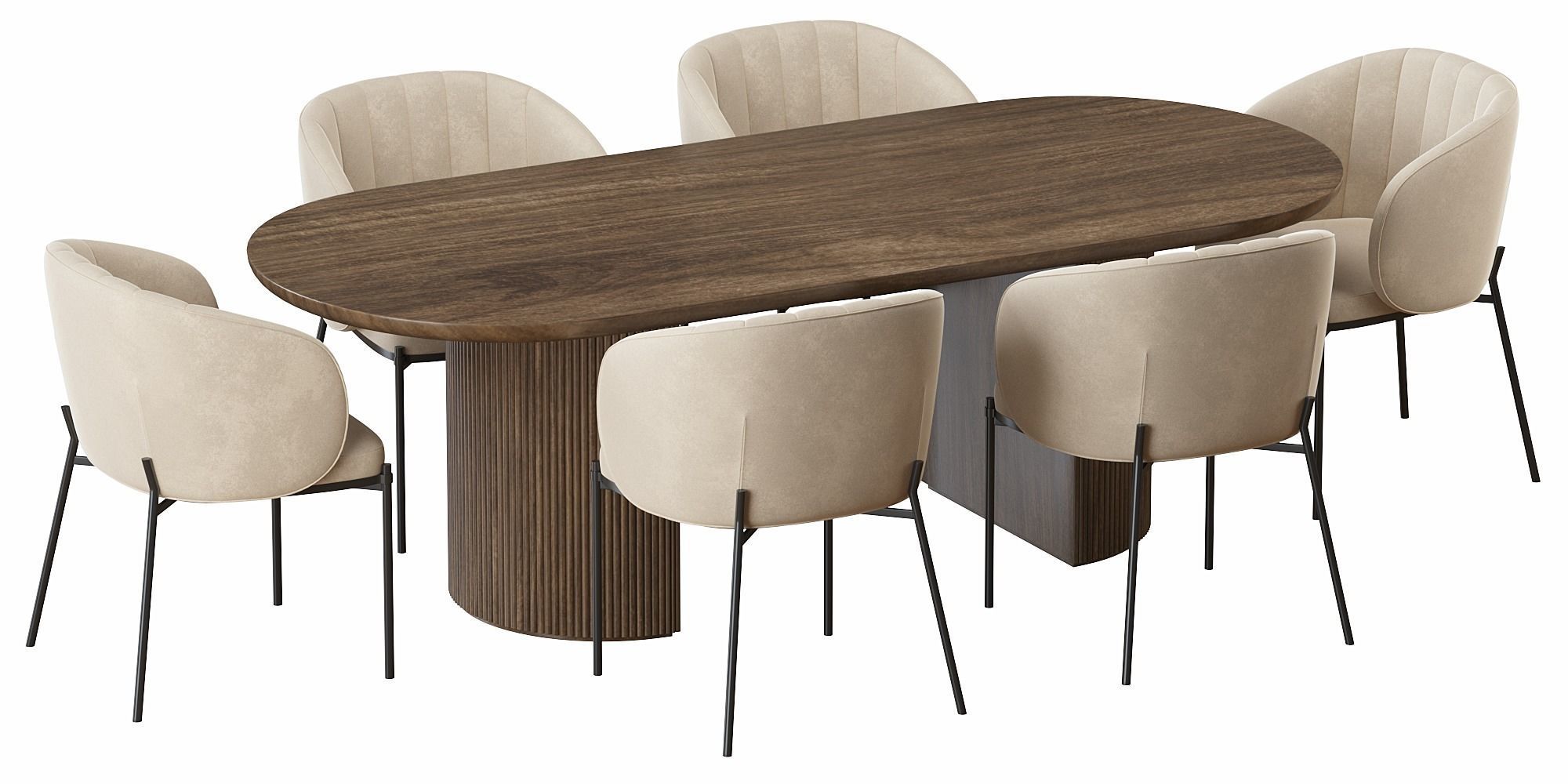 Shell Back dining chair and Moon Table 3D model_3