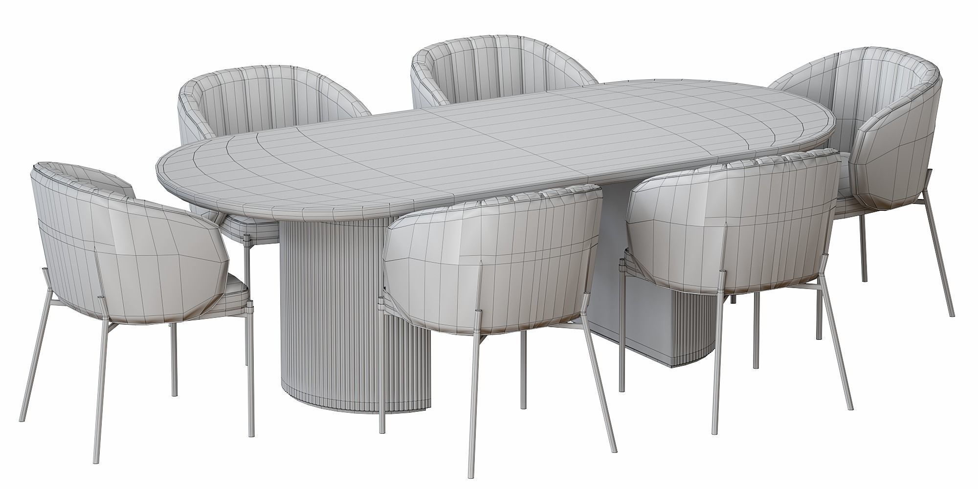 Shell Back dining chair and Moon Table 3D model_6