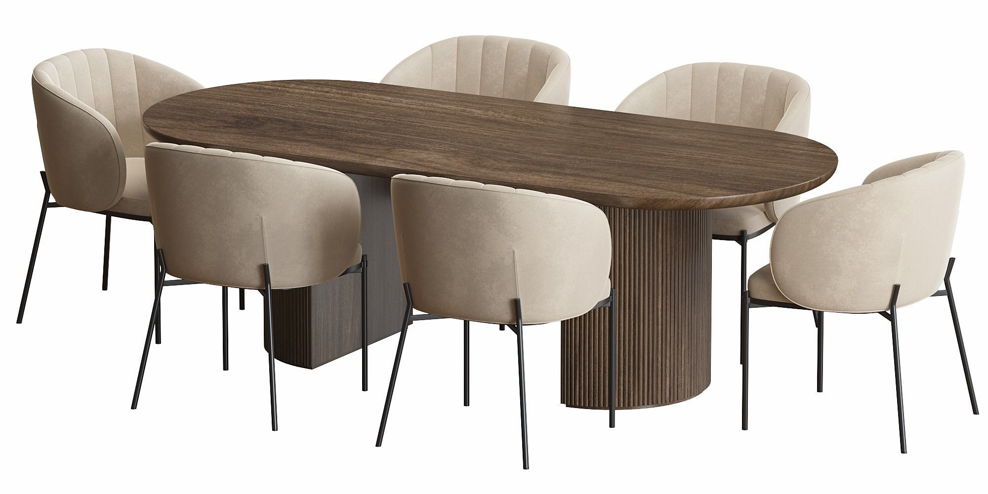 Shell Back dining chair and Moon Table 3D model_8