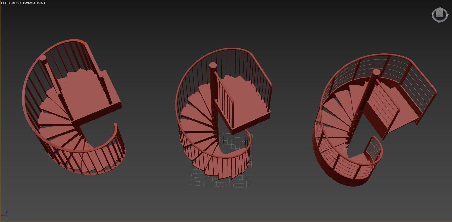 Set of spiral staircases 3D model_6