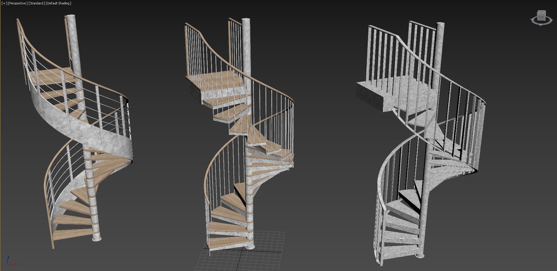 Set of spiral staircases 3D model_7
