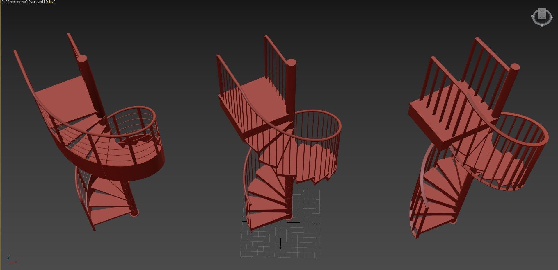 Set of spiral staircases 3D model_5
