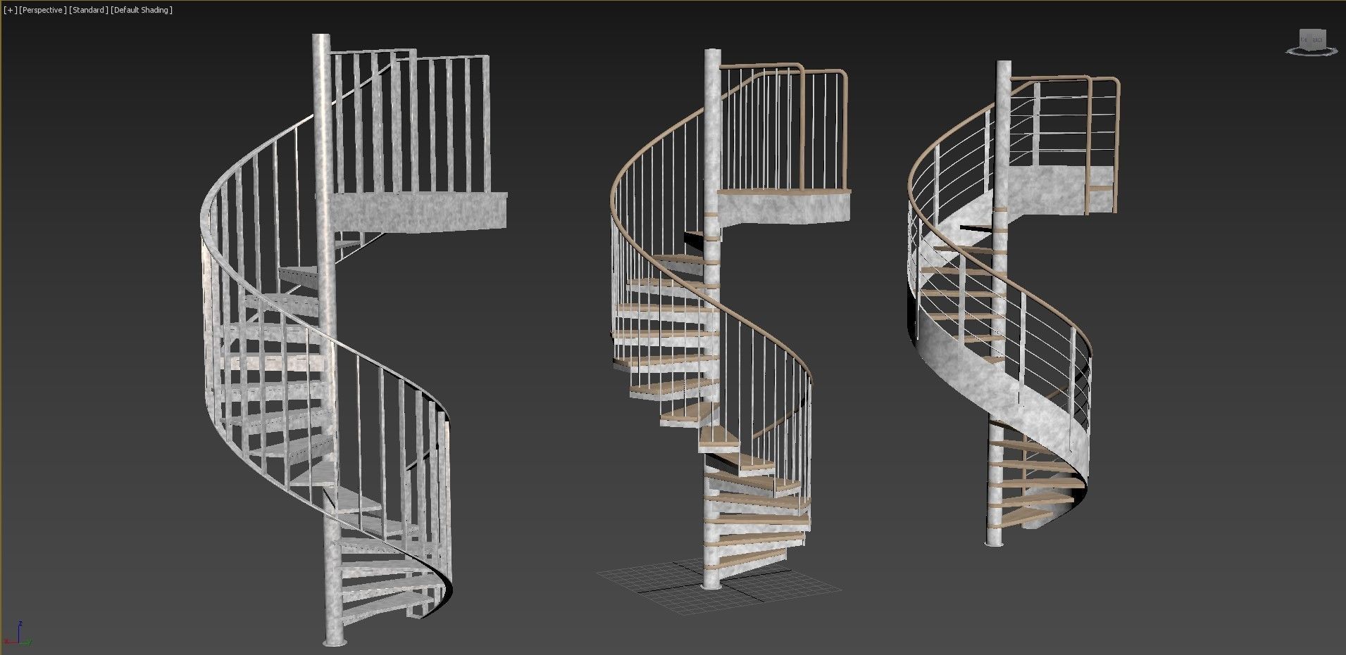 Set of spiral staircases 3D model_10