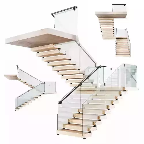 Stair modern staircase with glass railings