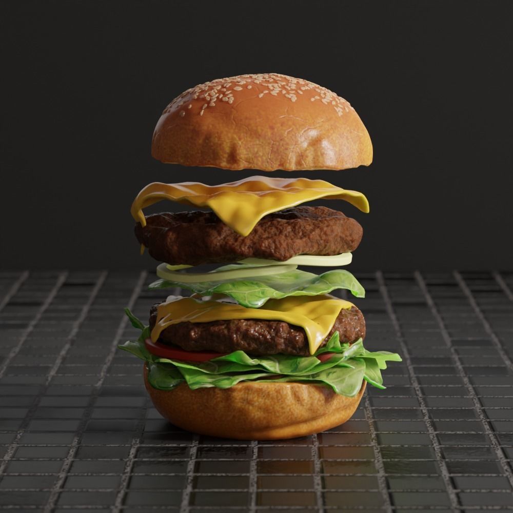 Cheeseburger HQ 3D model 3D model_2