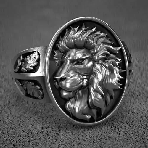 Lion-ring4 silver ring with lion head