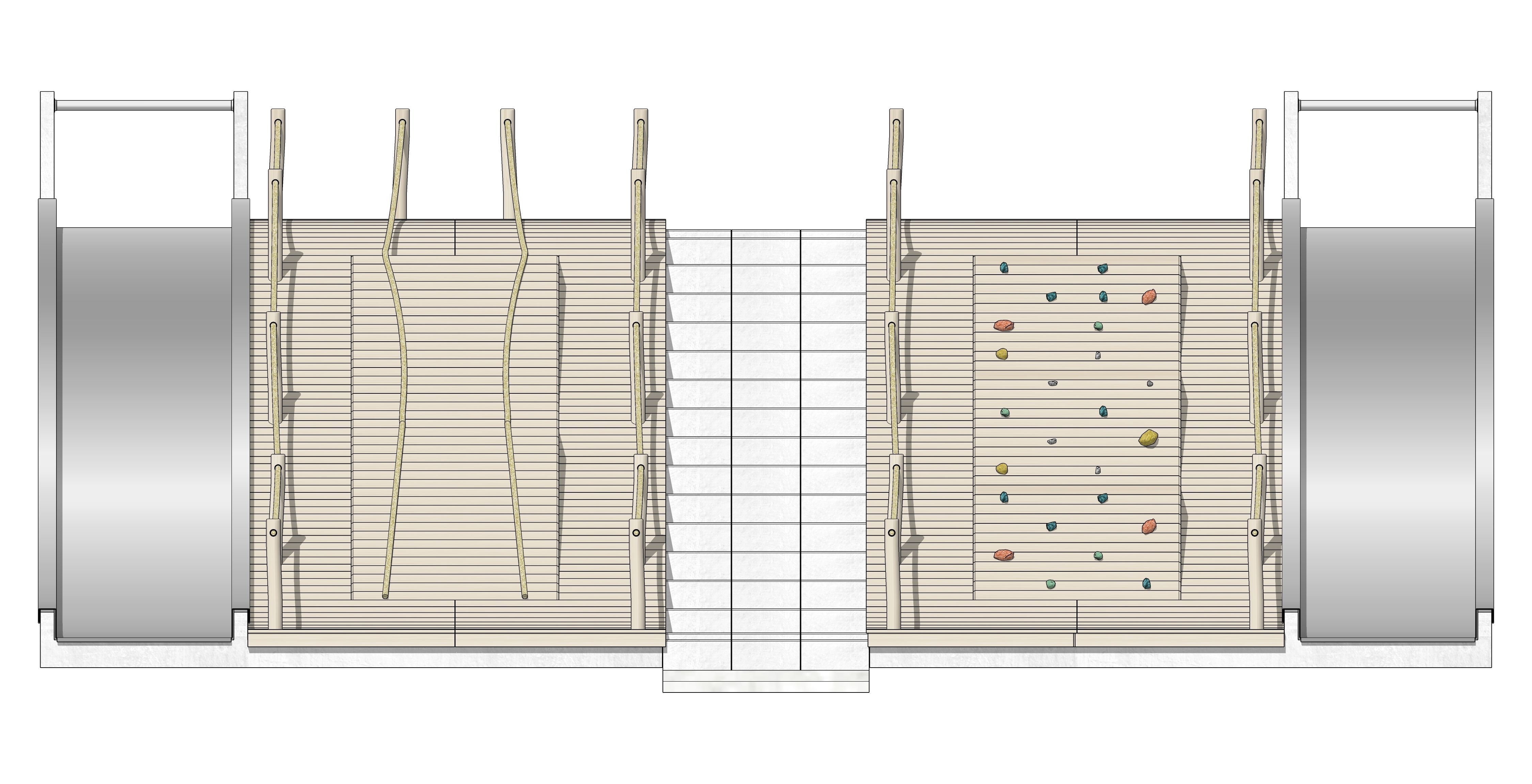 Childrens Playground with Two Slides and Ropes 3D model_4