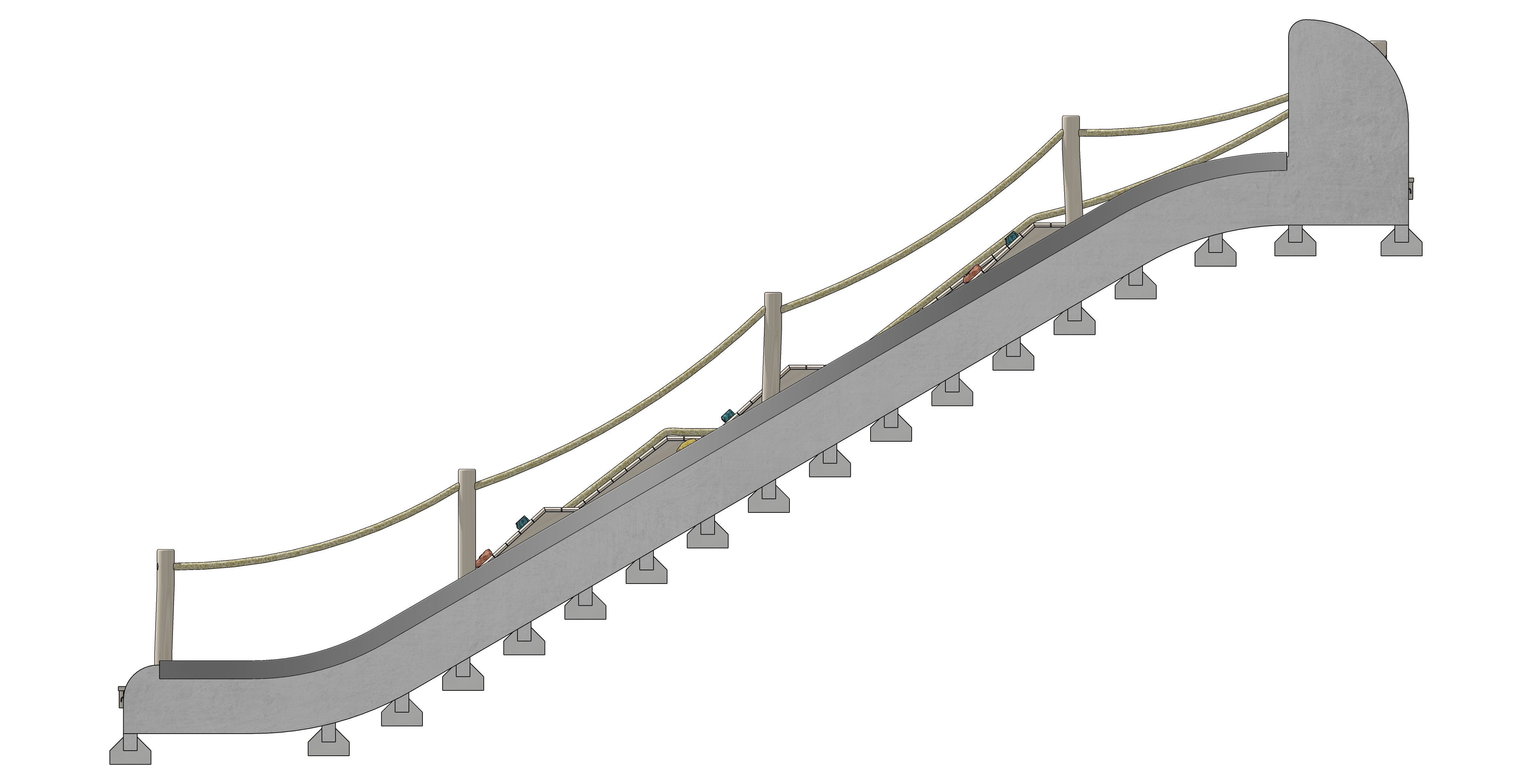 Childrens Playground with Two Slides and Ropes 3D model_5