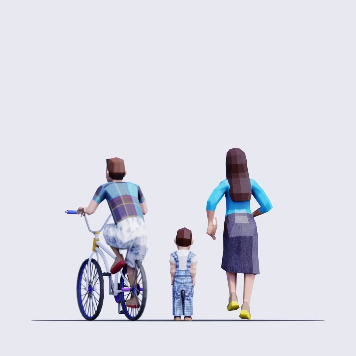 Spring People - Animated and Rigged Low-poly 3D model_7