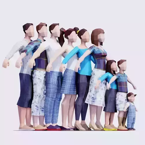 Spring People - Animated and Rigged Low-poly 3D model