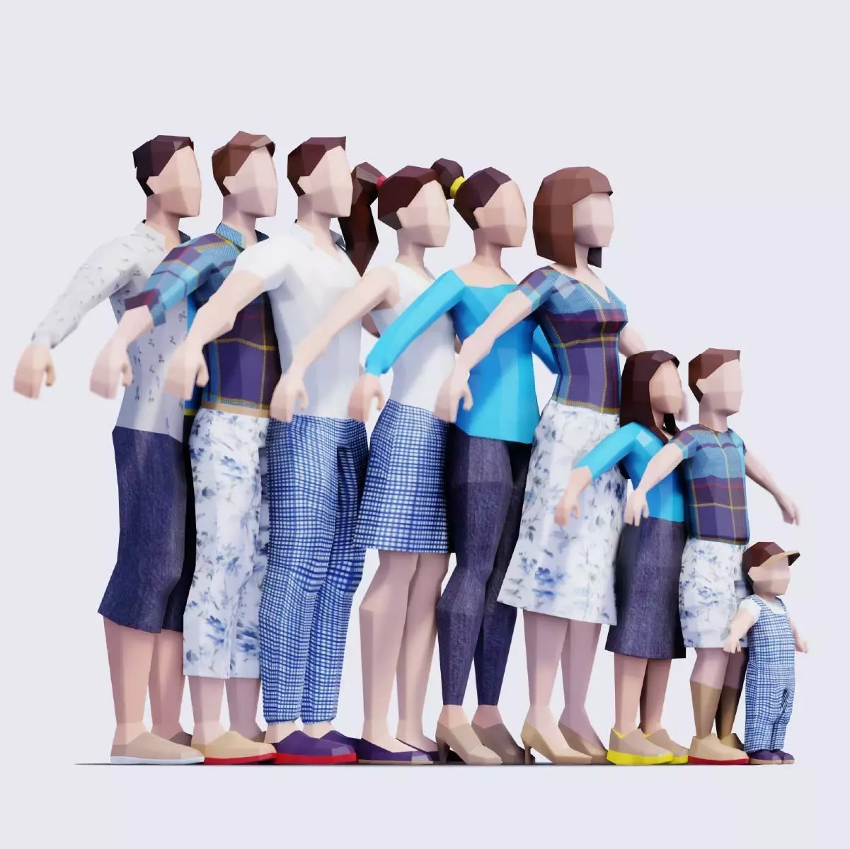 Spring People - Animated and Rigged Low-poly 3D model_0