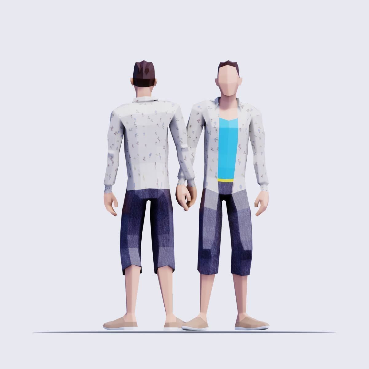 Spring People - Animated and Rigged Low-poly 3D model_6