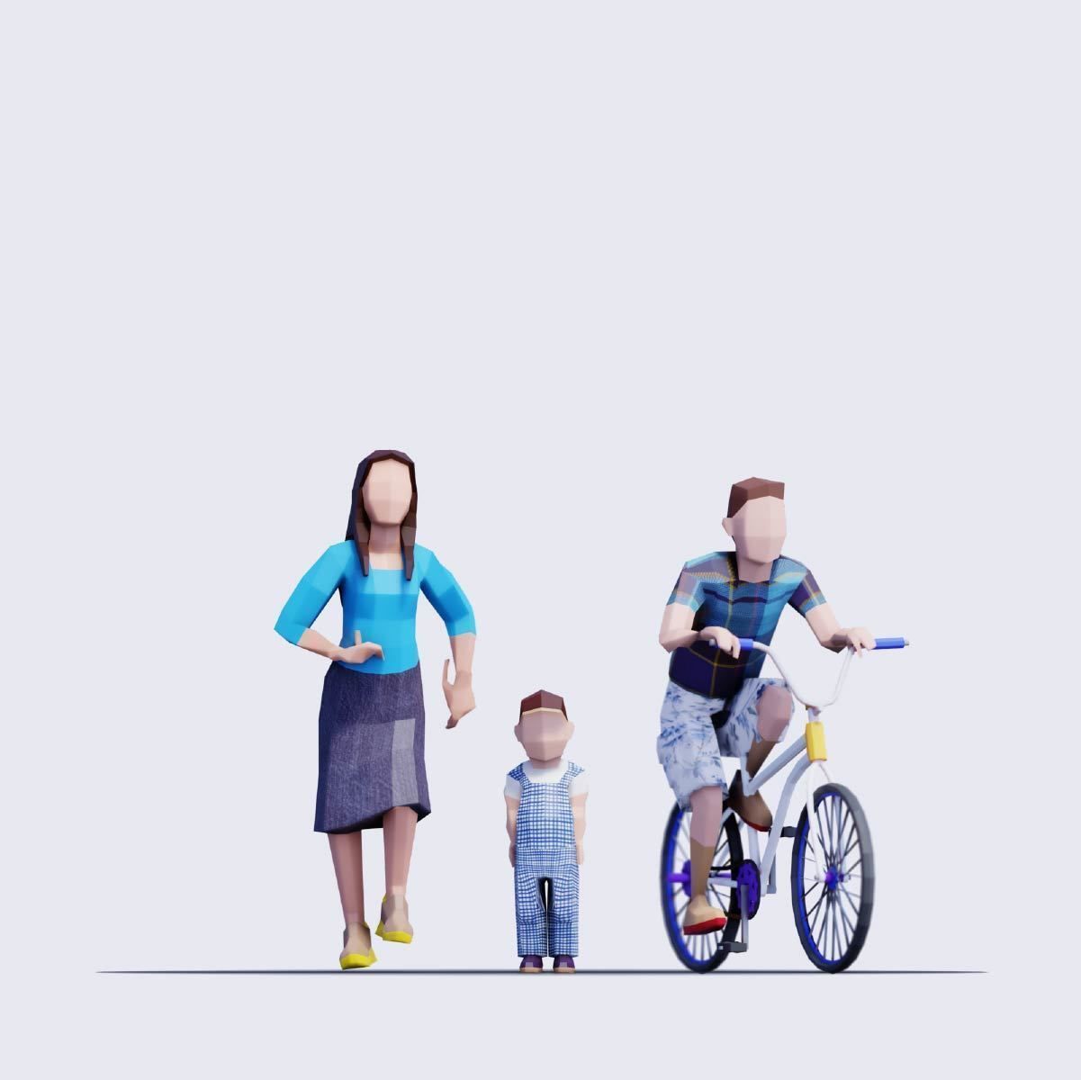 Spring People - Animated and Rigged Low-poly 3D model_8