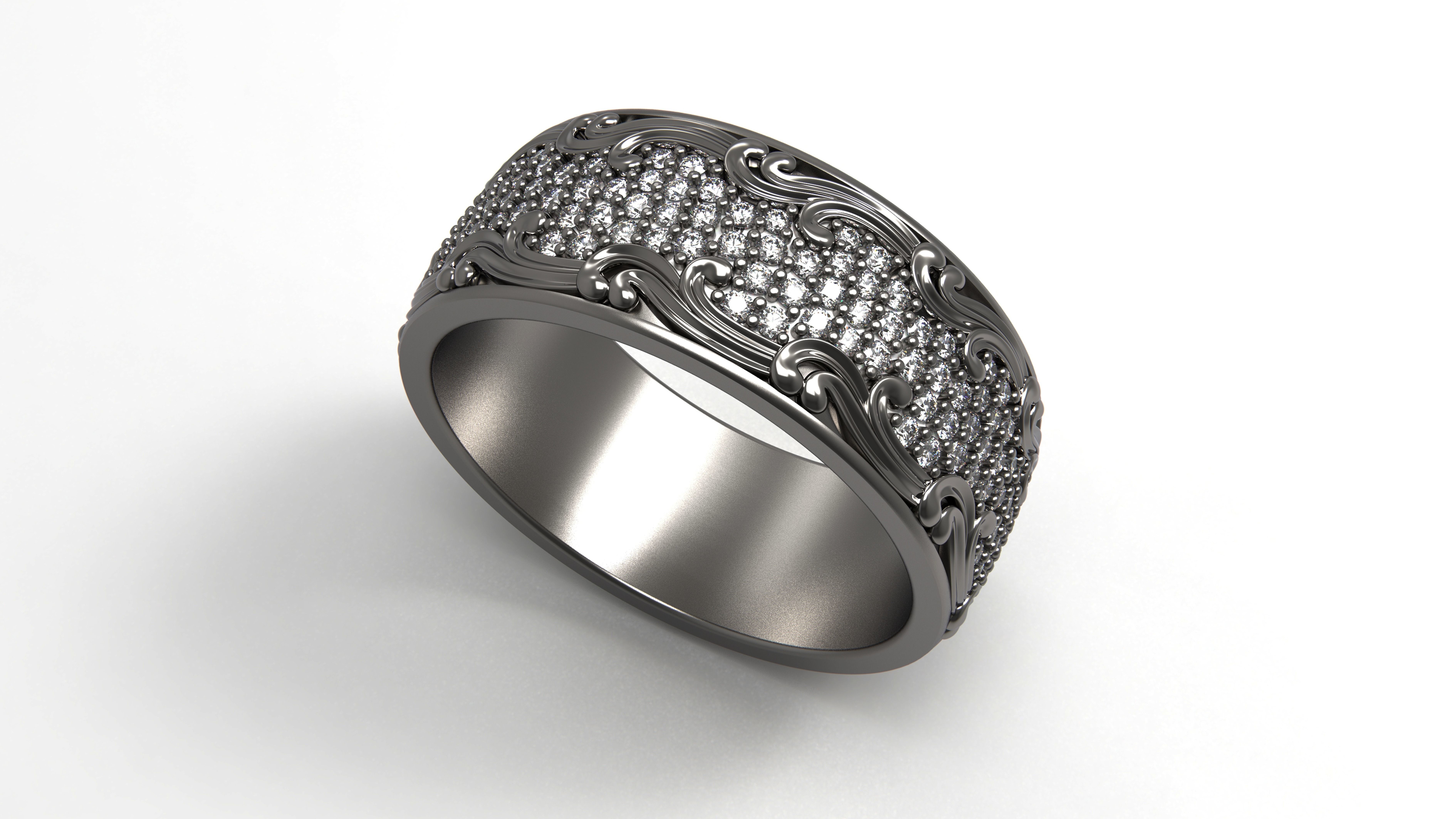 Diamond ring jewelry 3D print model_8
