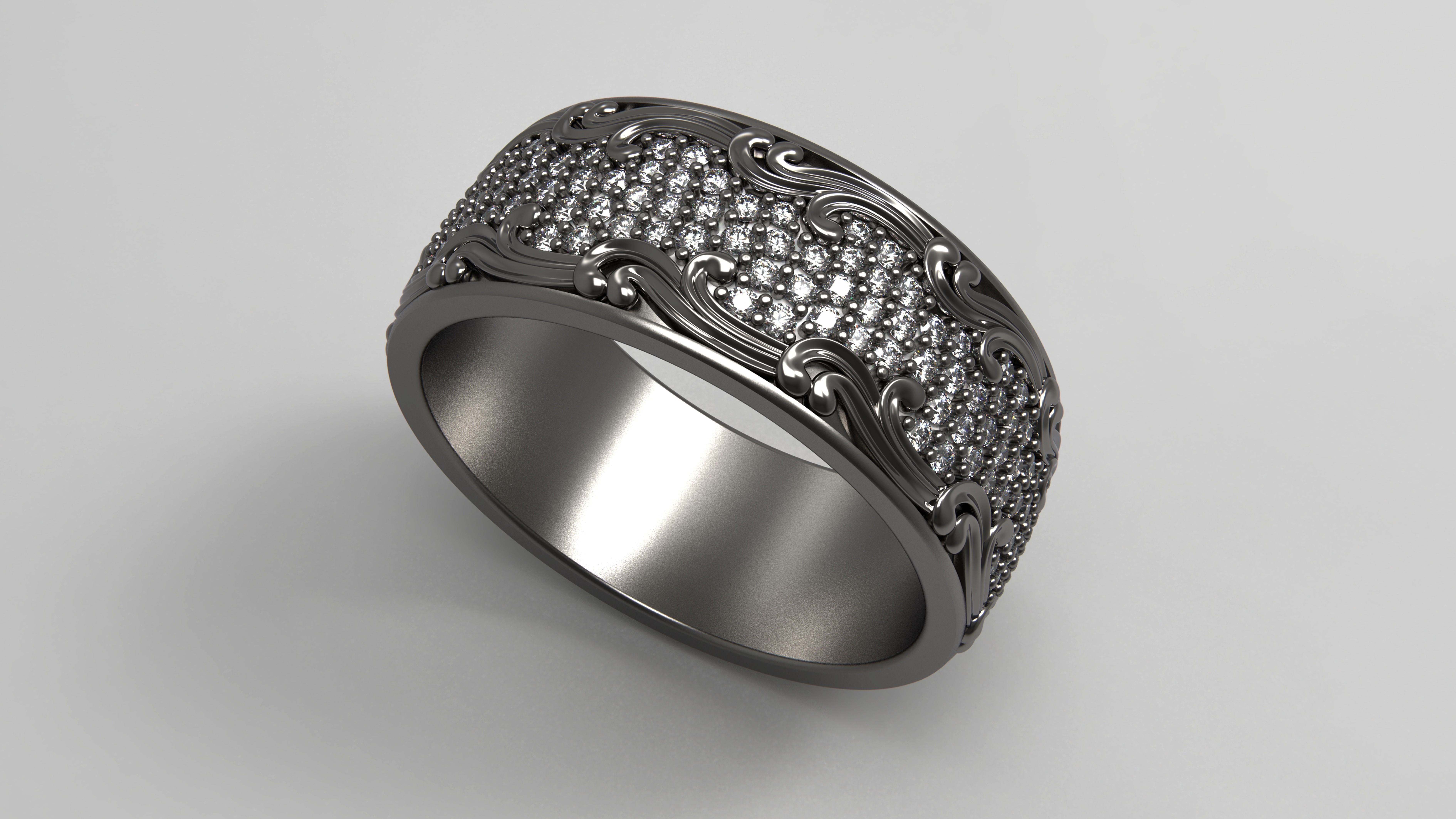 Diamond ring jewelry 3D print model_2