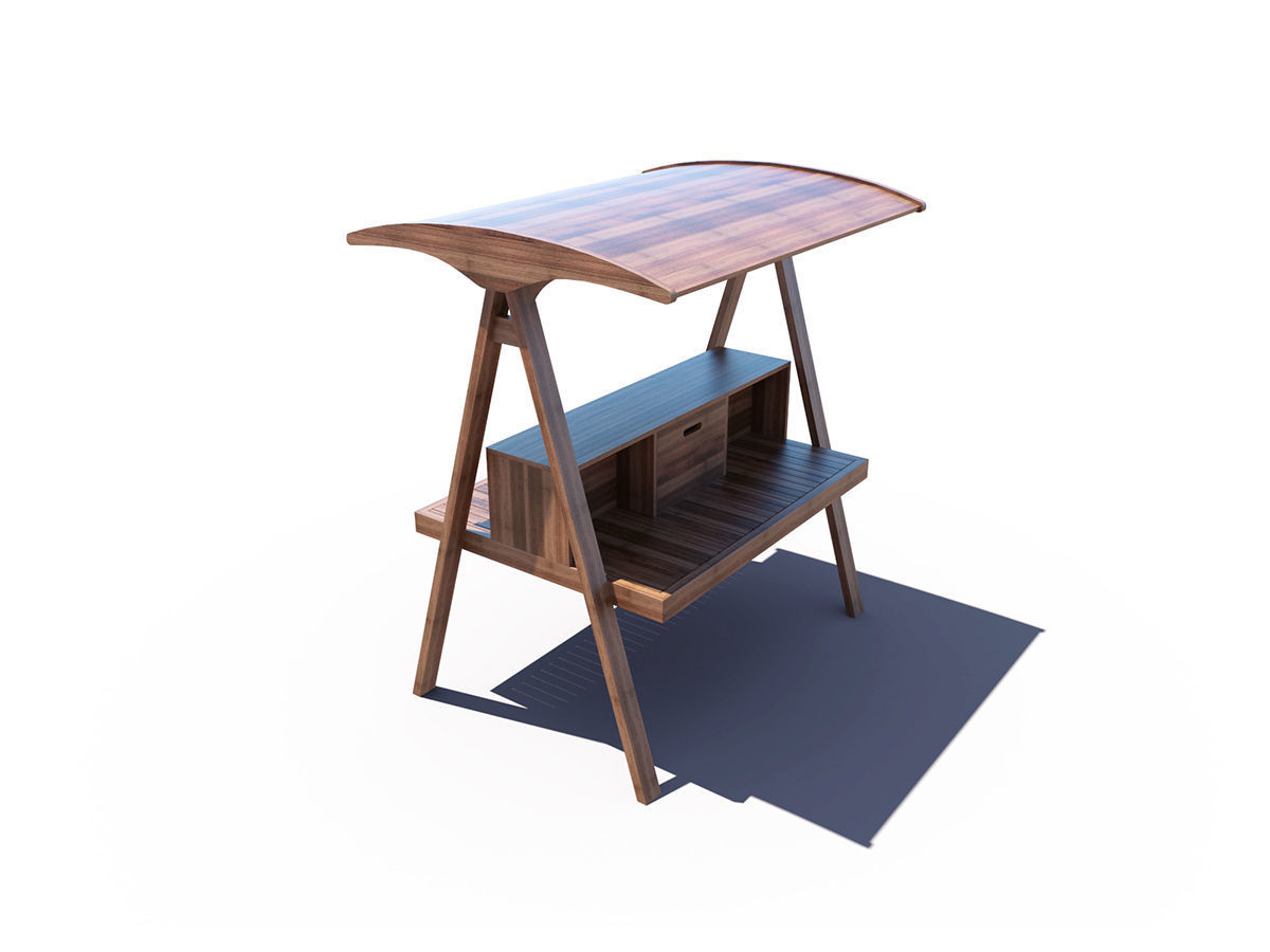 Wood Table 3D model_2