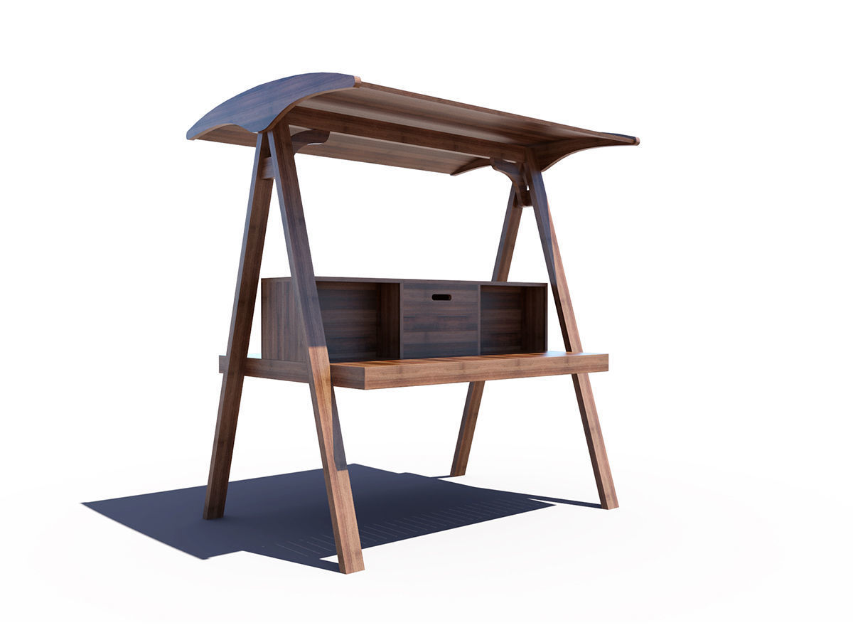 Wood Table 3D model_1