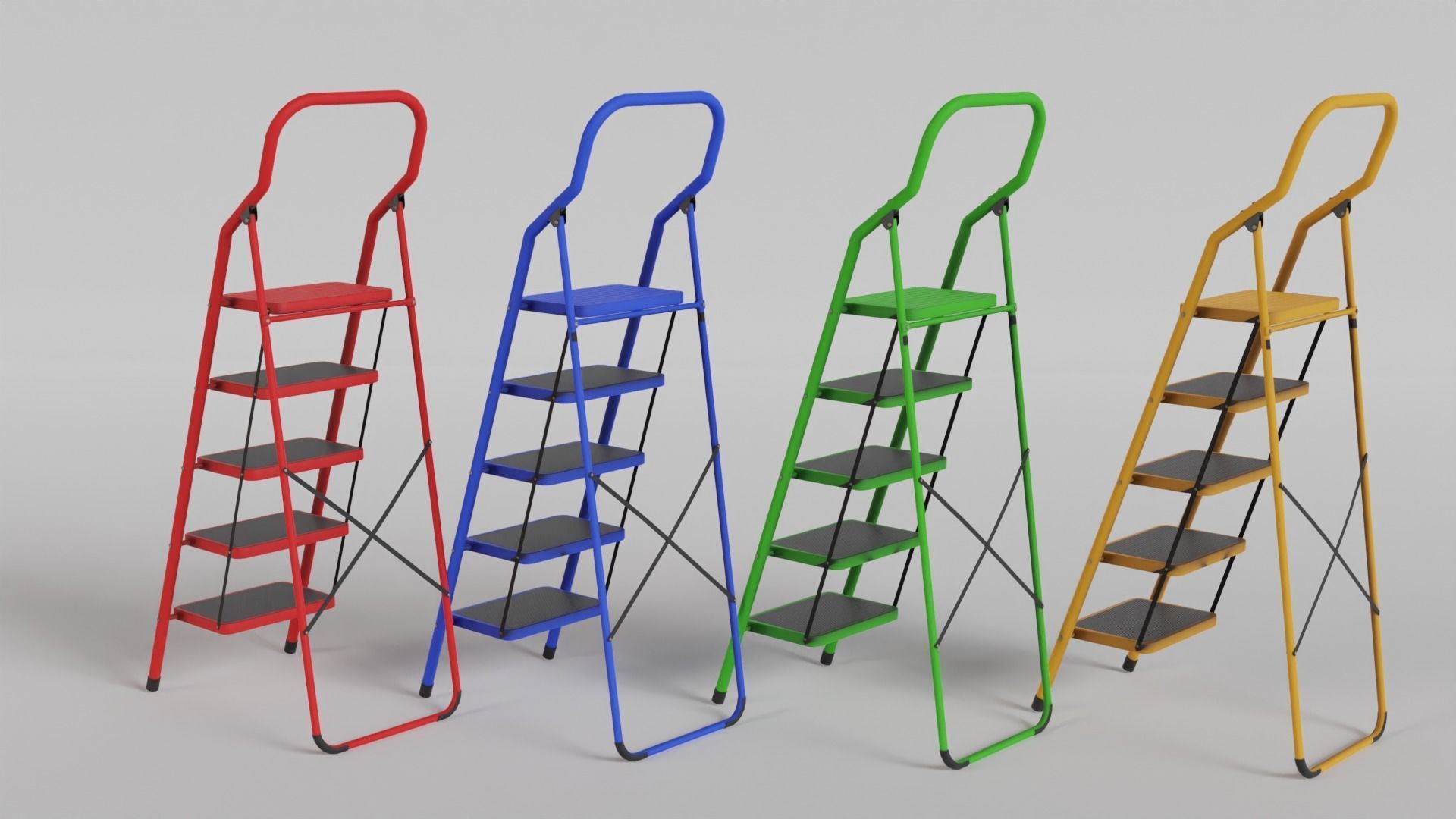 Foldable Ladder Multicolor Low-poly 3D model_18