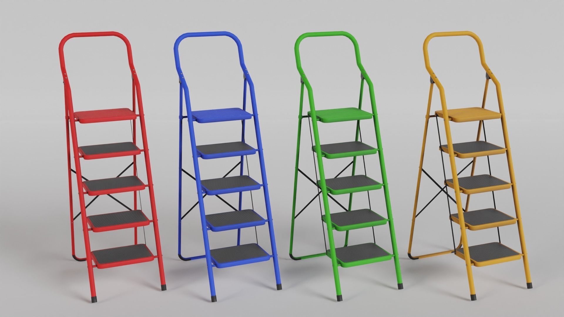 Foldable Ladder Multicolor Low-poly 3D model_2