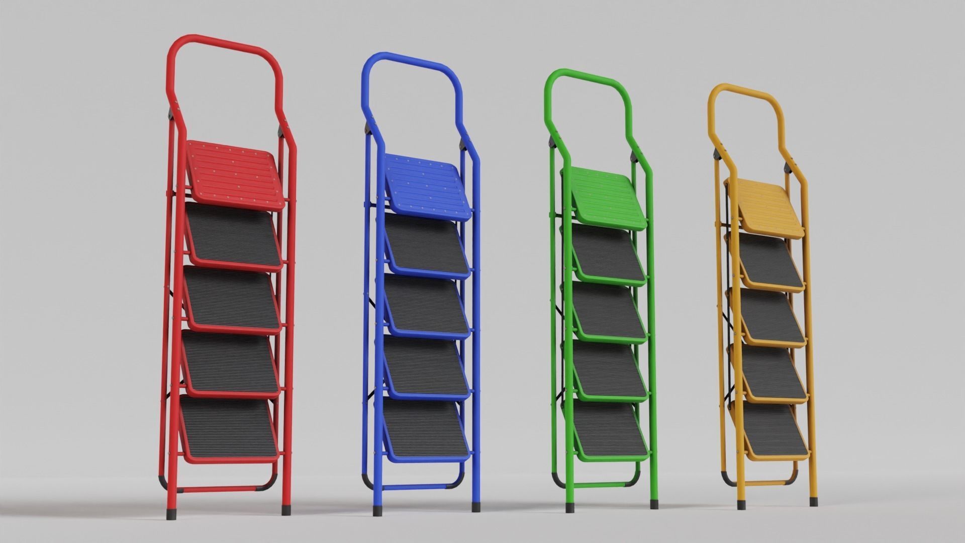 Foldable Ladder Multicolor Low-poly 3D model_15