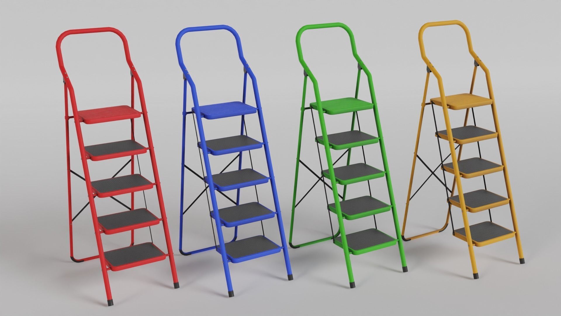 Foldable Ladder Multicolor Low-poly 3D model_17