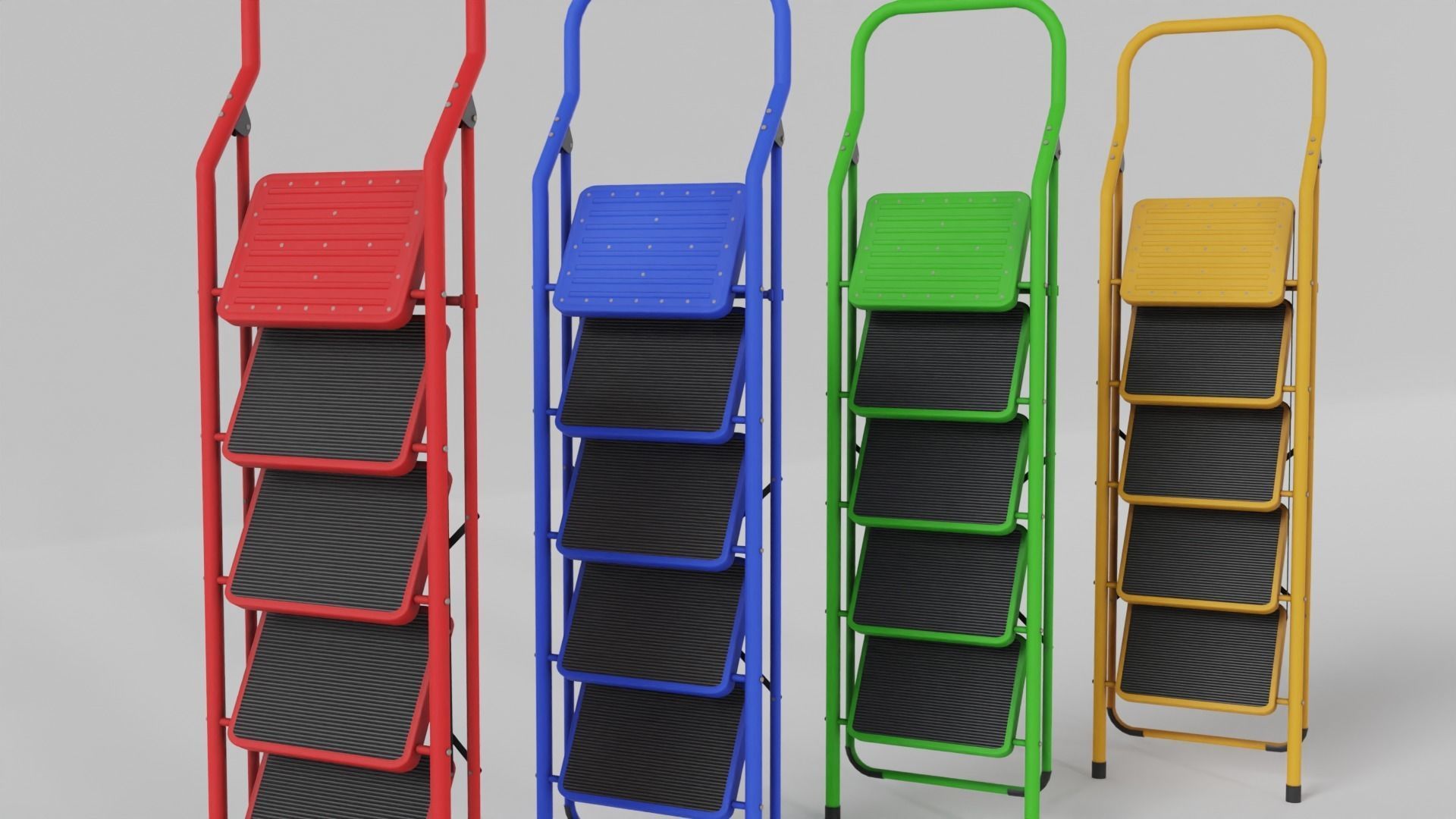 Foldable Ladder Multicolor Low-poly 3D model_13