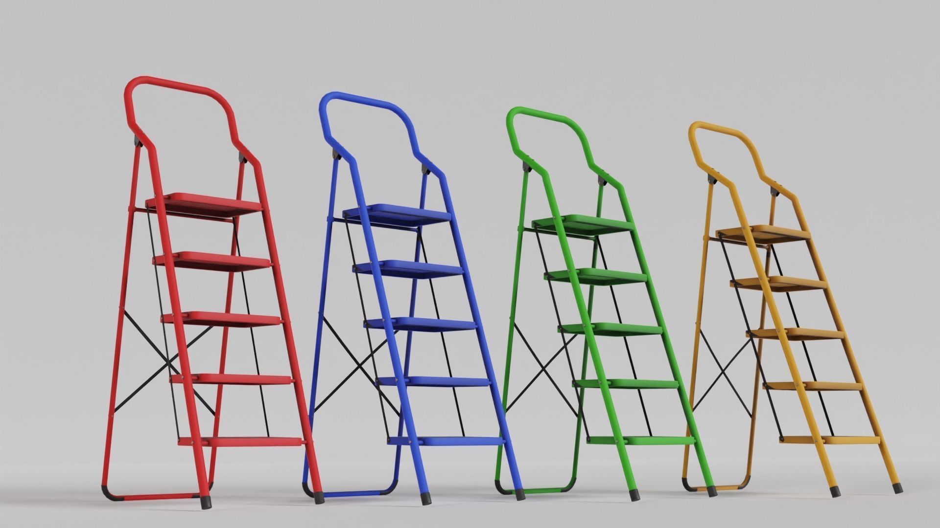 Foldable Ladder Multicolor Low-poly 3D model_16
