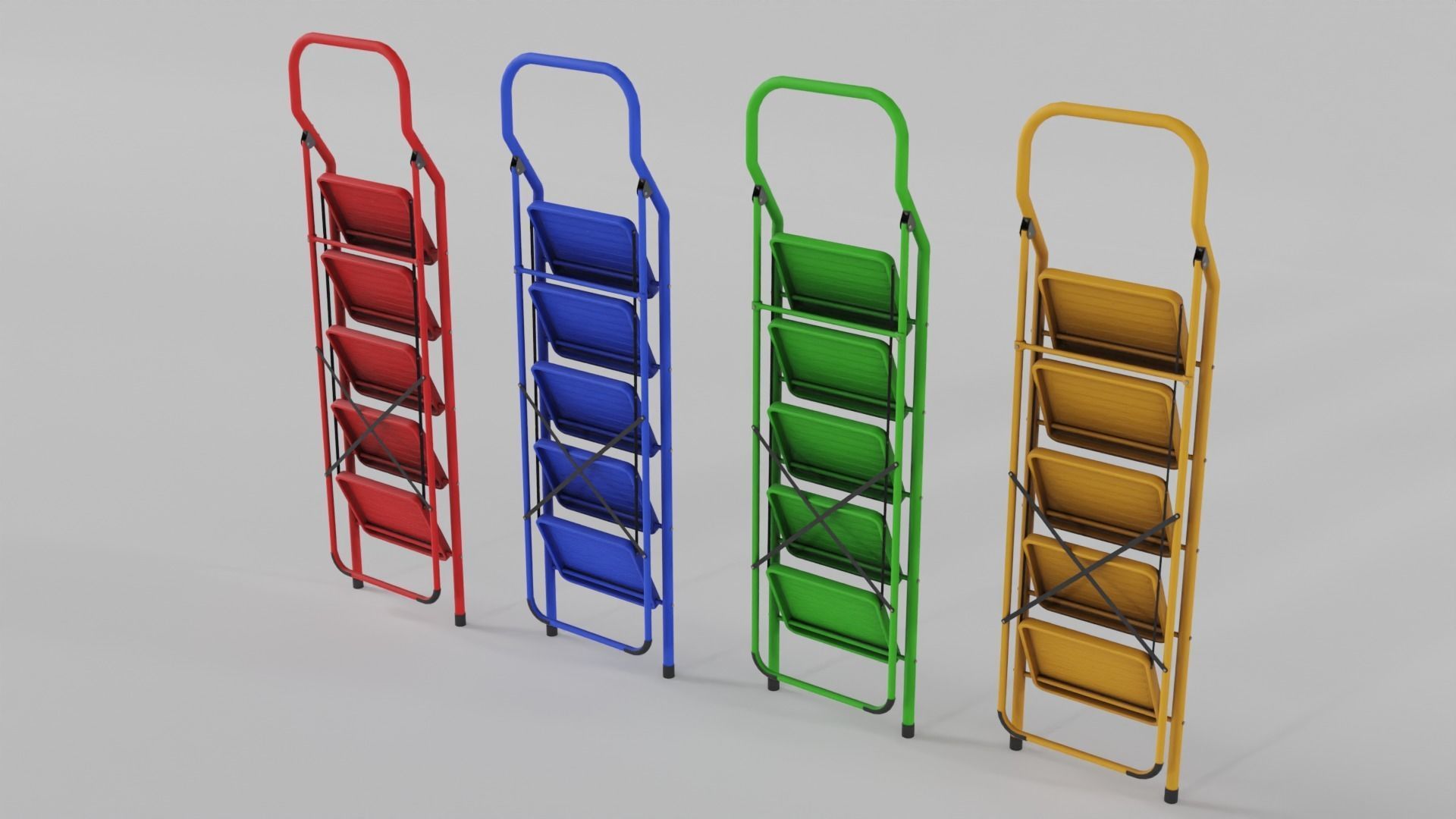 Foldable Ladder Multicolor Low-poly 3D model_14