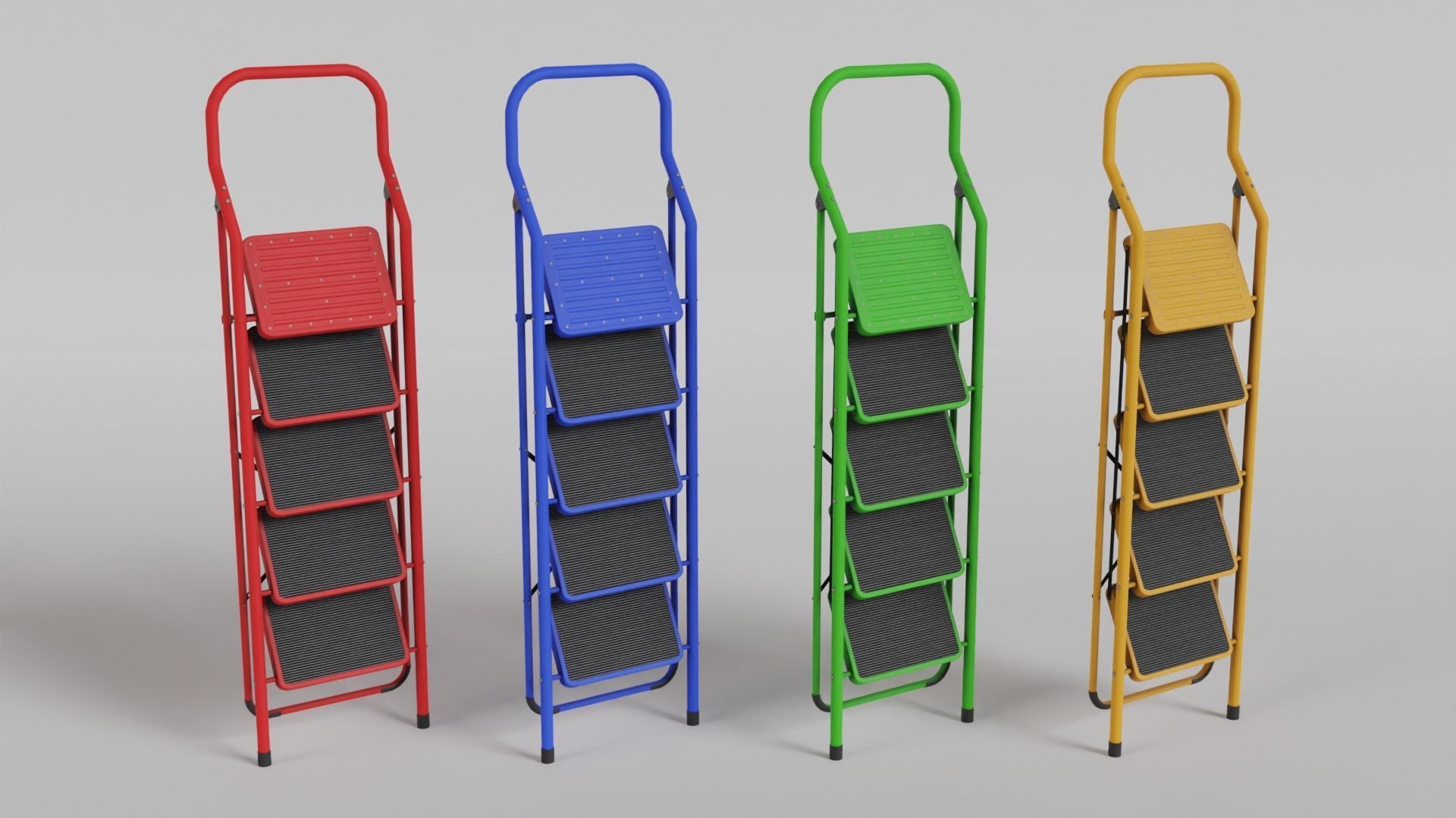 Foldable Ladder Multicolor Low-poly 3D model_1