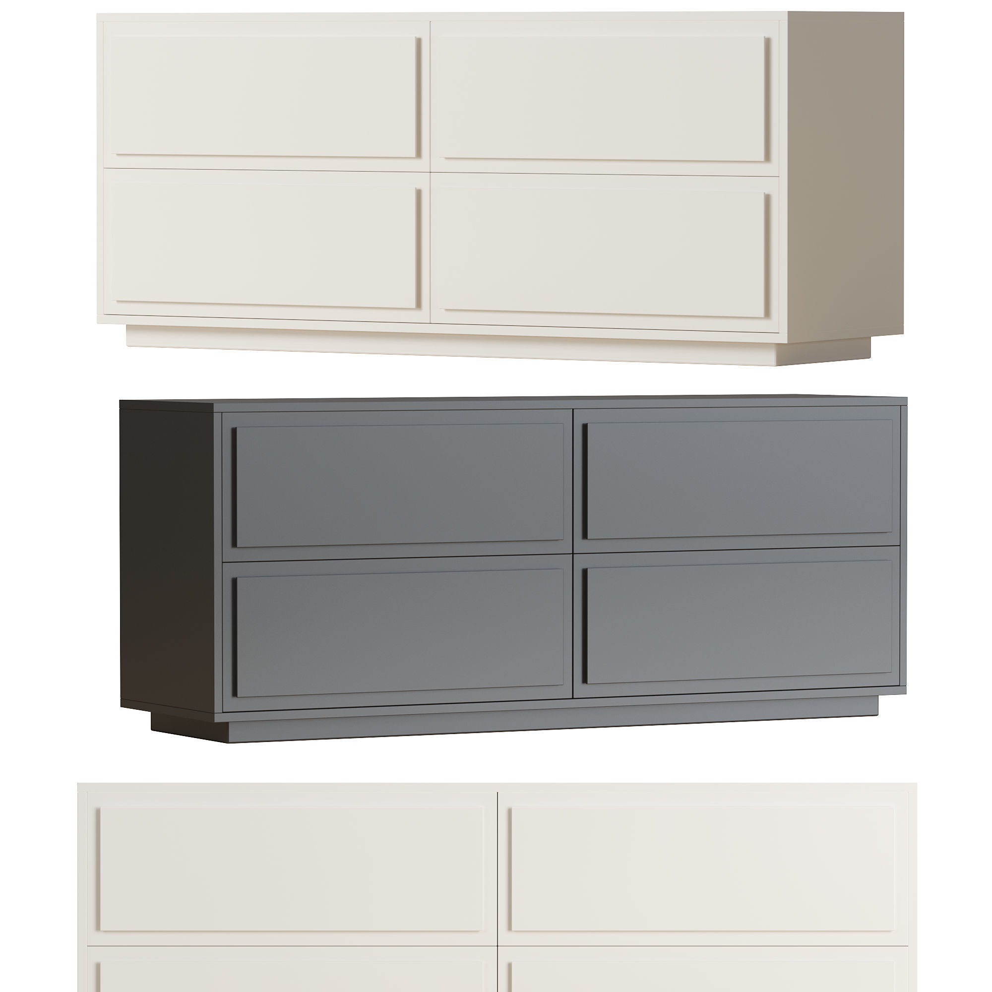 CB2 Gallery White 4 Drawer Low Dresser 3D model | CGTrader