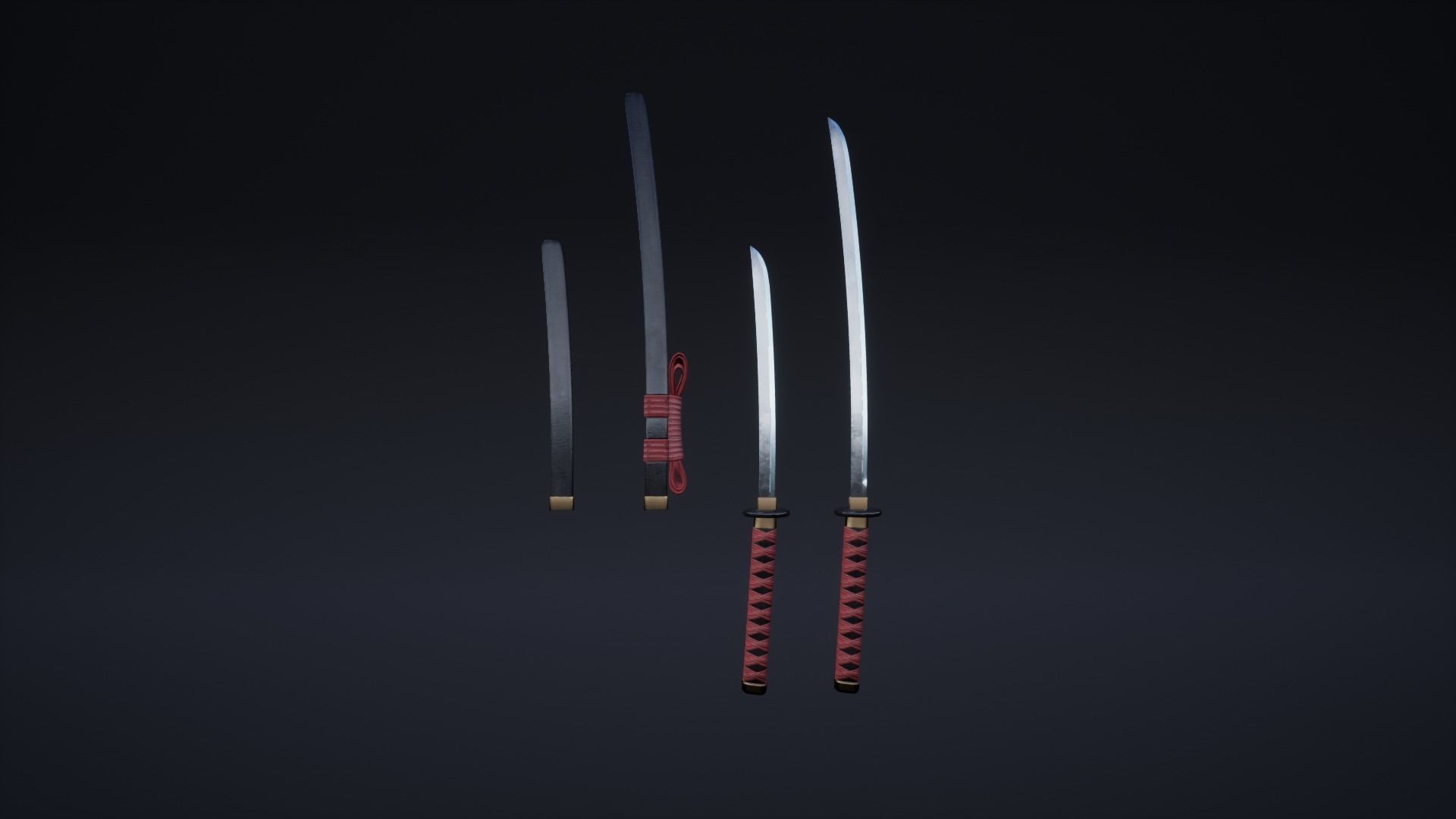 SAMURAI three swords Low-poly 3D model_10