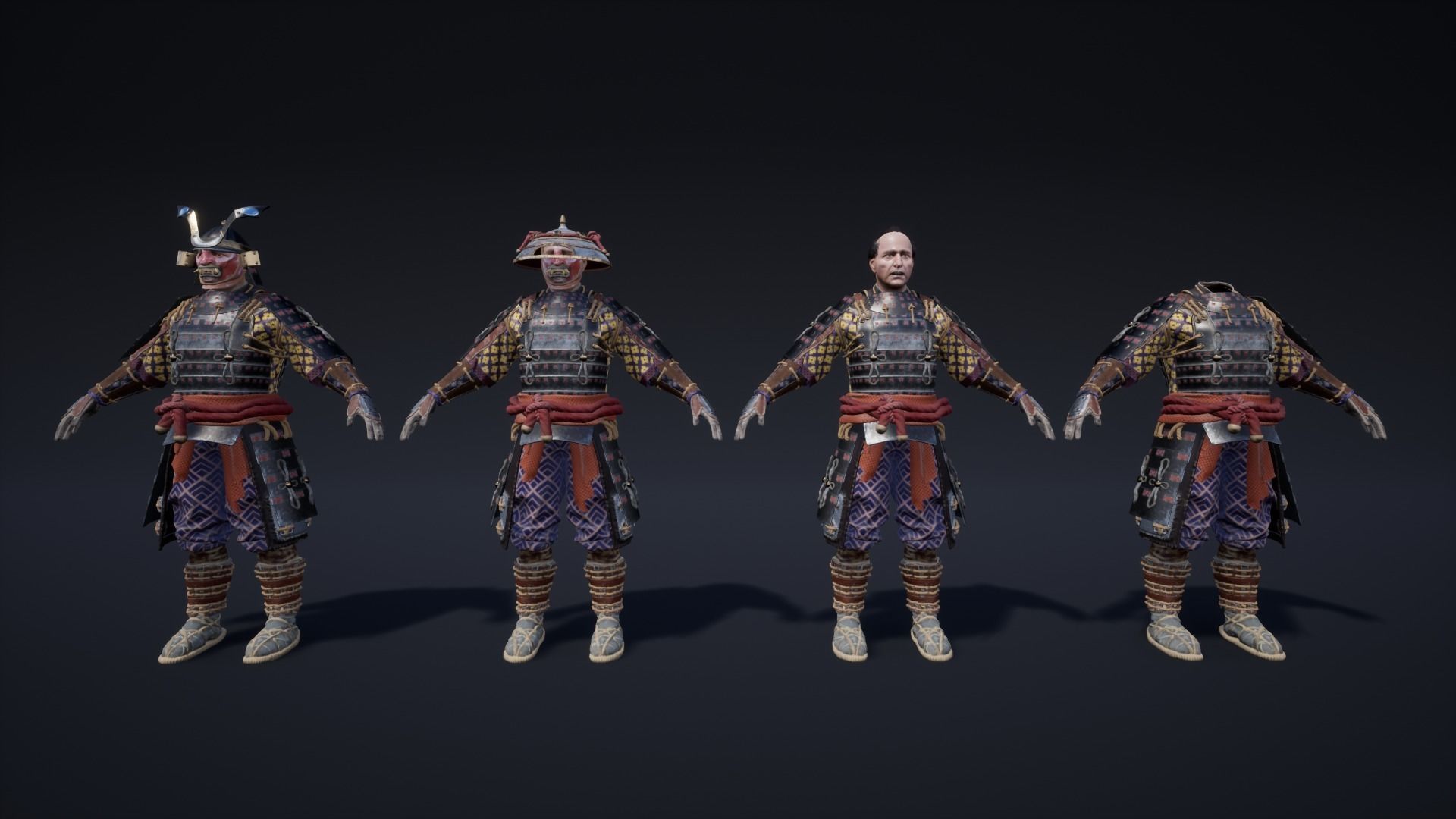SAMURAI three swords Low-poly 3D model_8