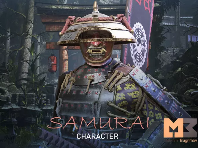 SAMURAI three swords Low-poly 3D model_0