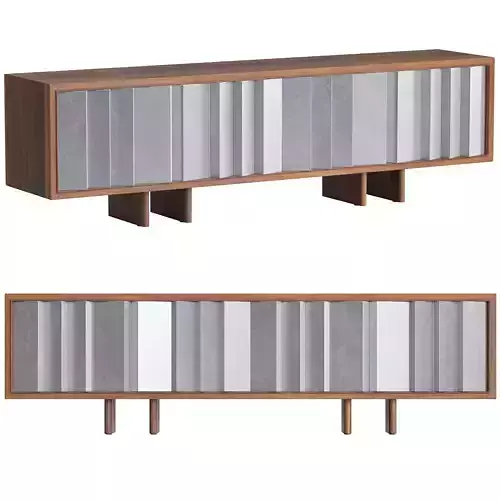 CB2 KIBO LARGE STEEL AND OAK MEDIA CREDENZA