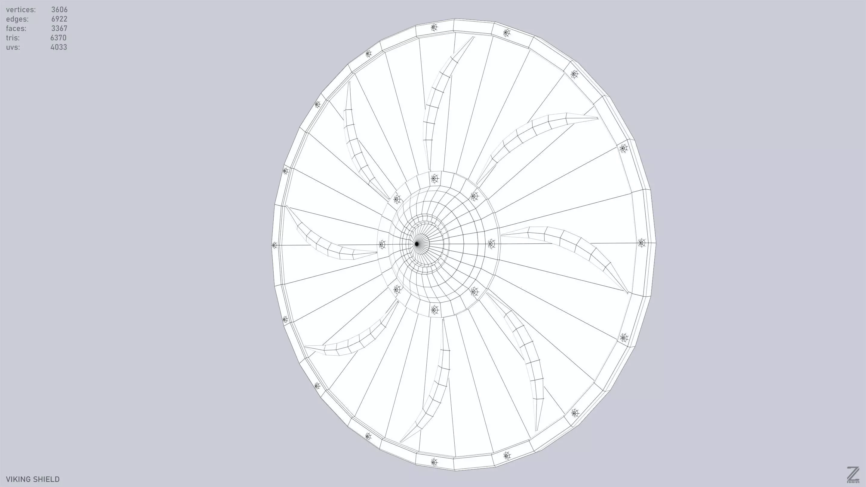 Viking shield Low-poly 3D model_10