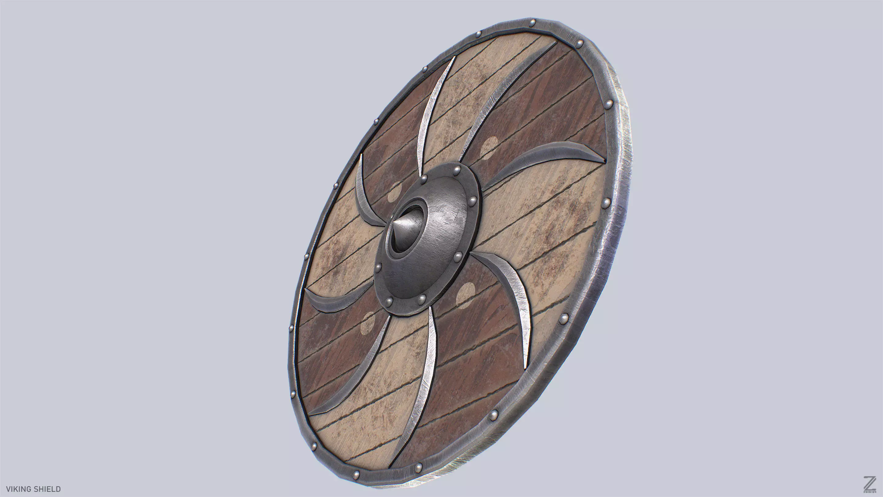 Viking shield Low-poly 3D model_2