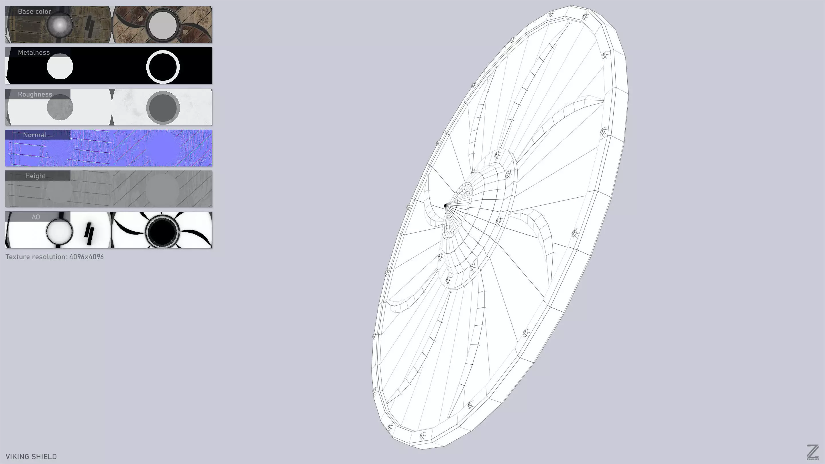 Viking shield Low-poly 3D model_4