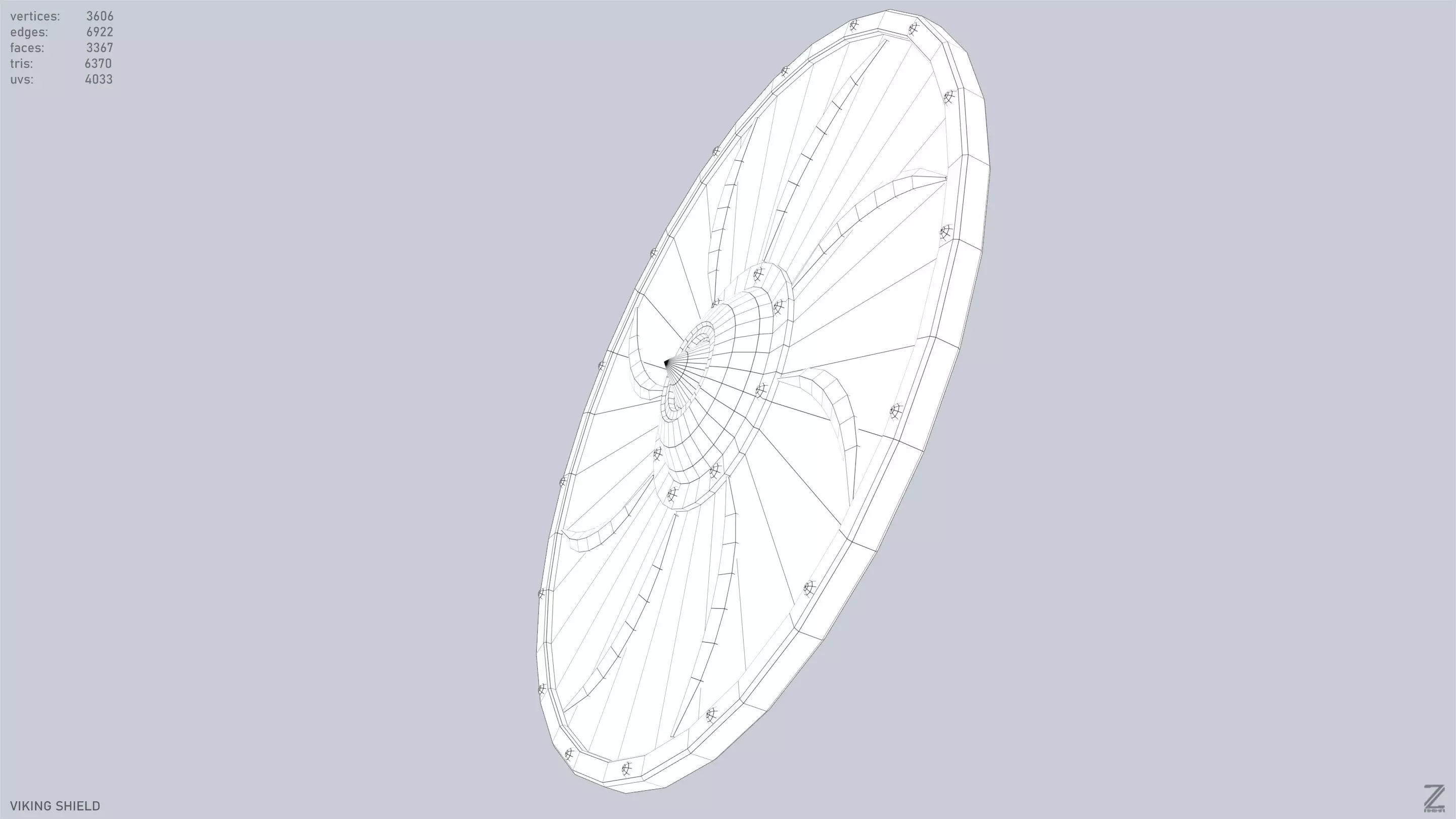 Viking shield Low-poly 3D model_15