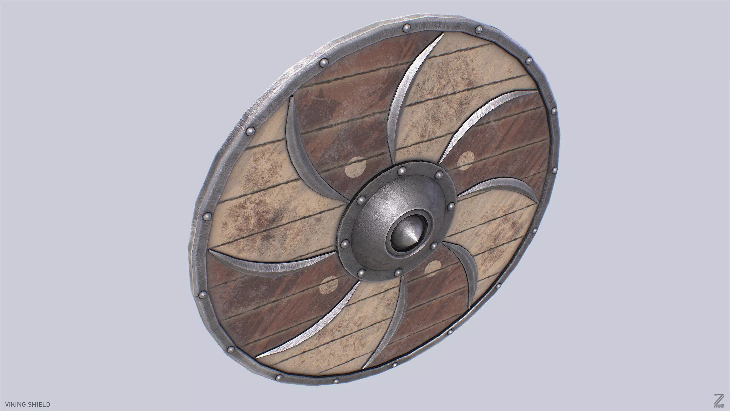 Viking shield Low-poly 3D model_8