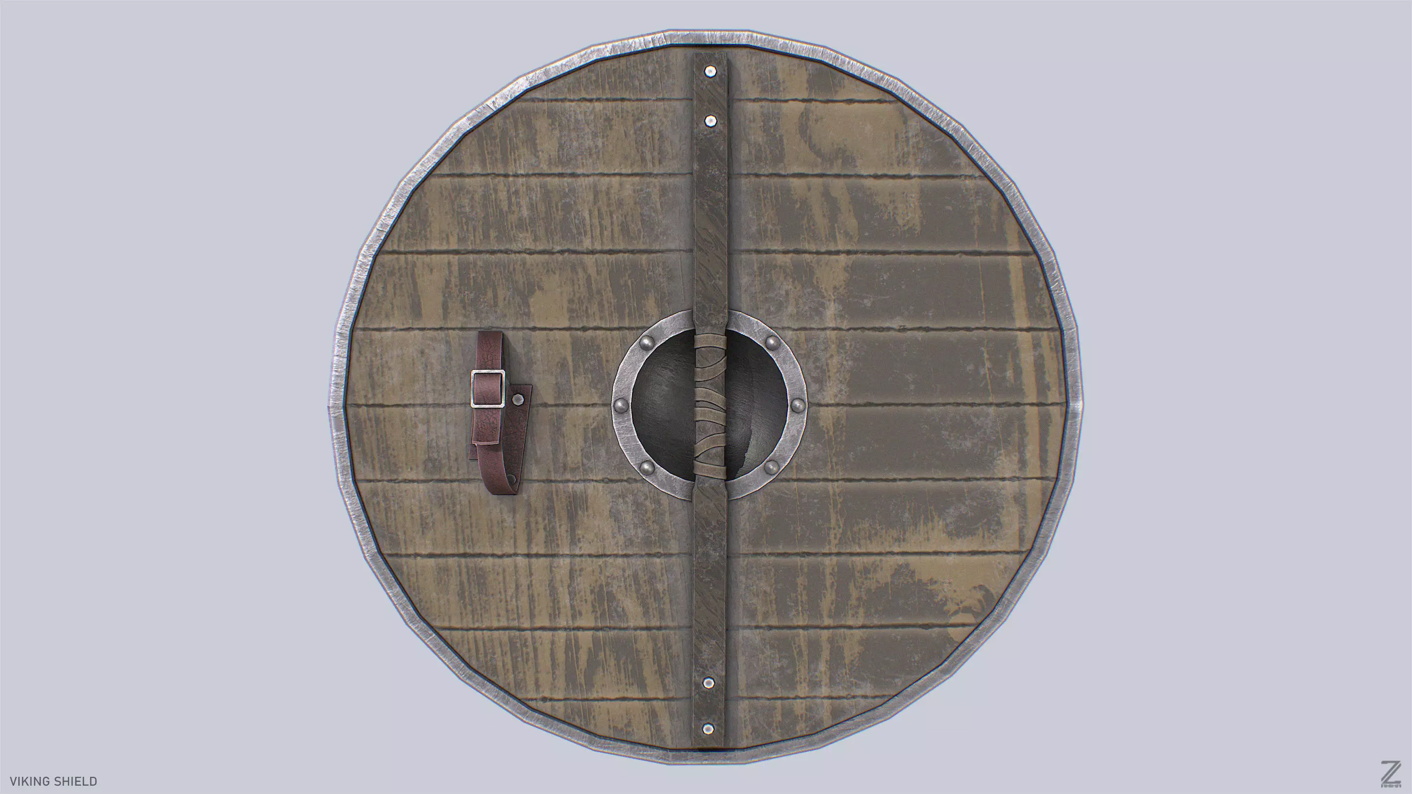 Viking shield Low-poly 3D model_3