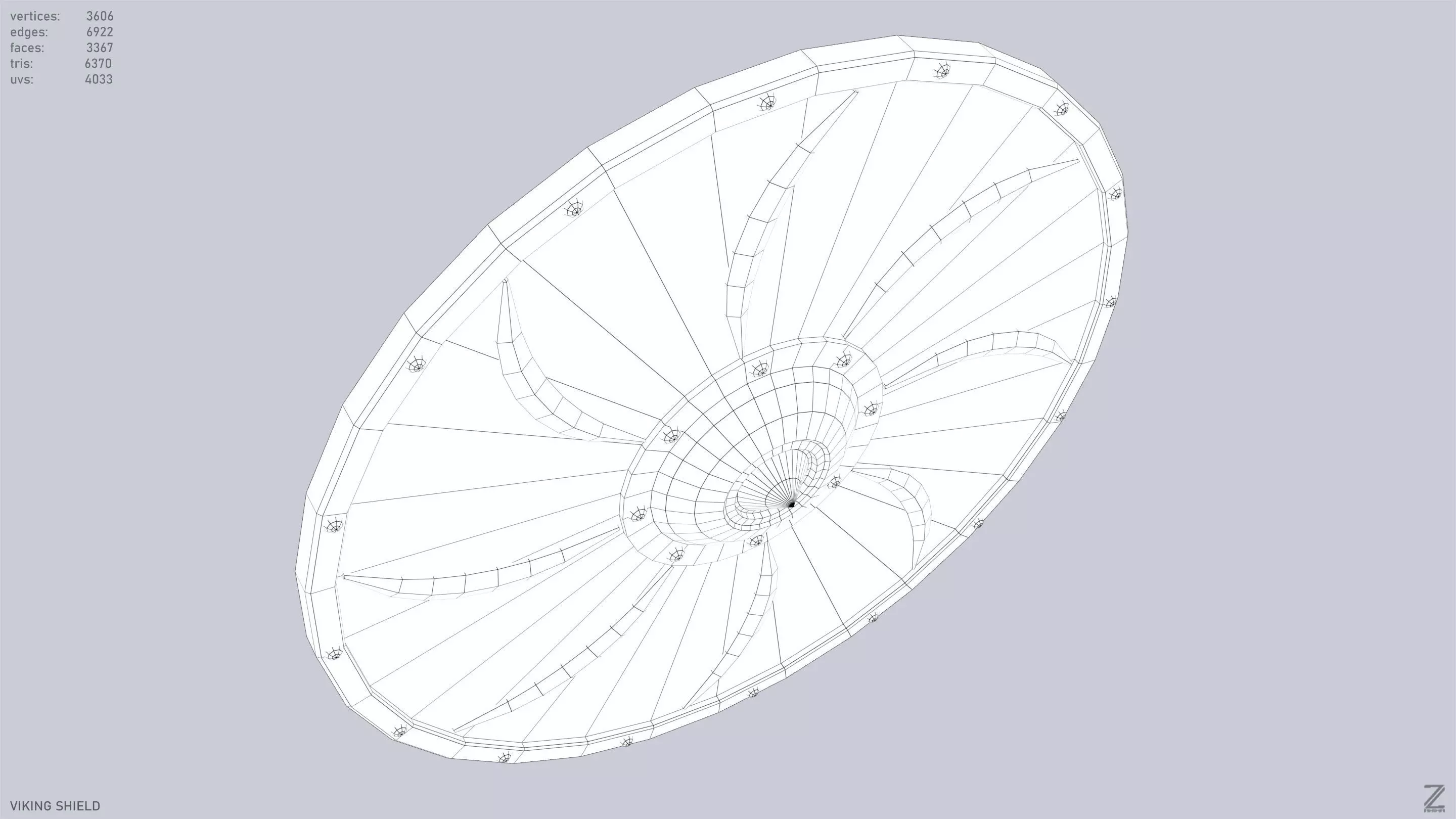 Viking shield Low-poly 3D model_14