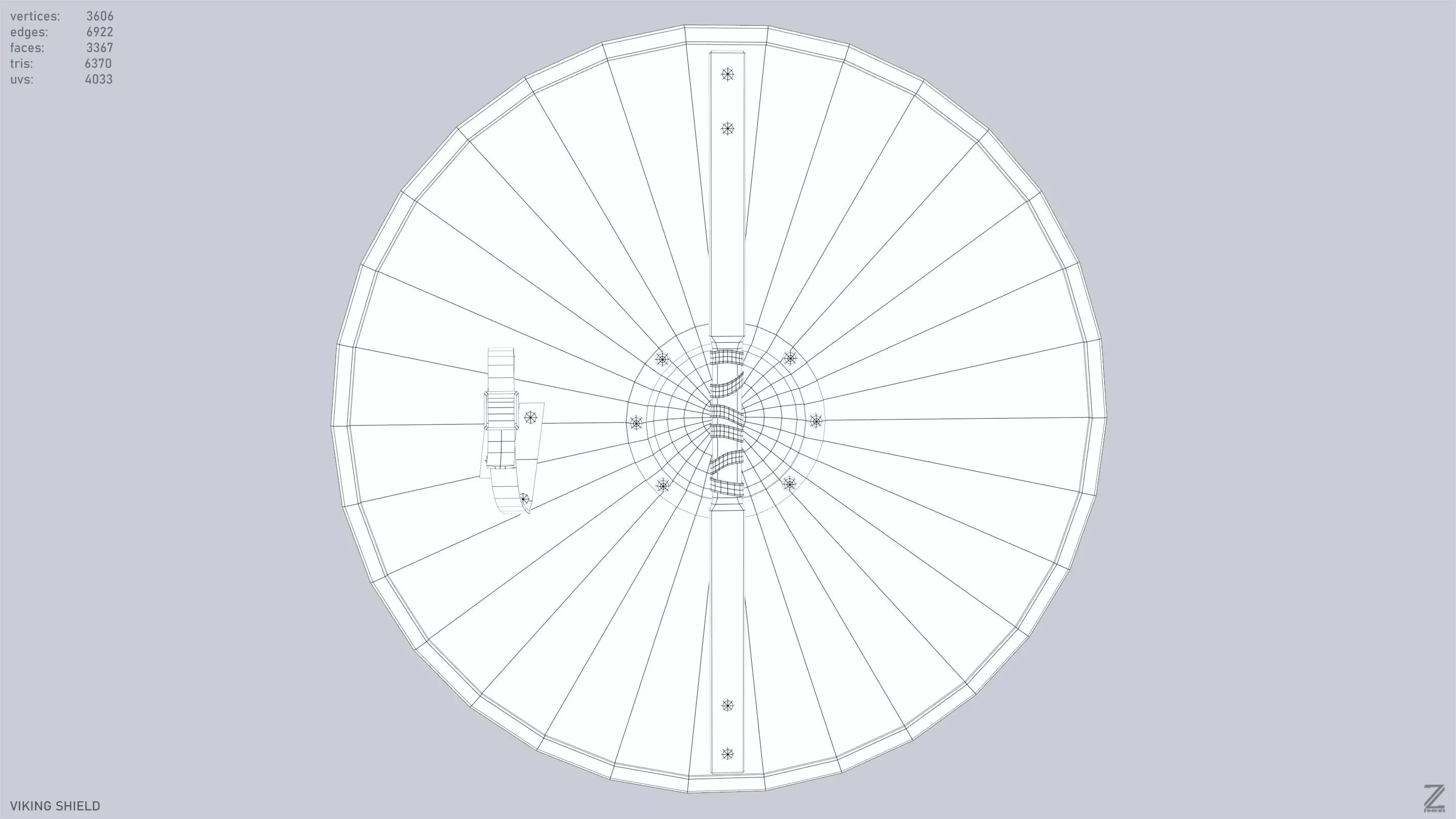 Viking shield Low-poly 3D model_13