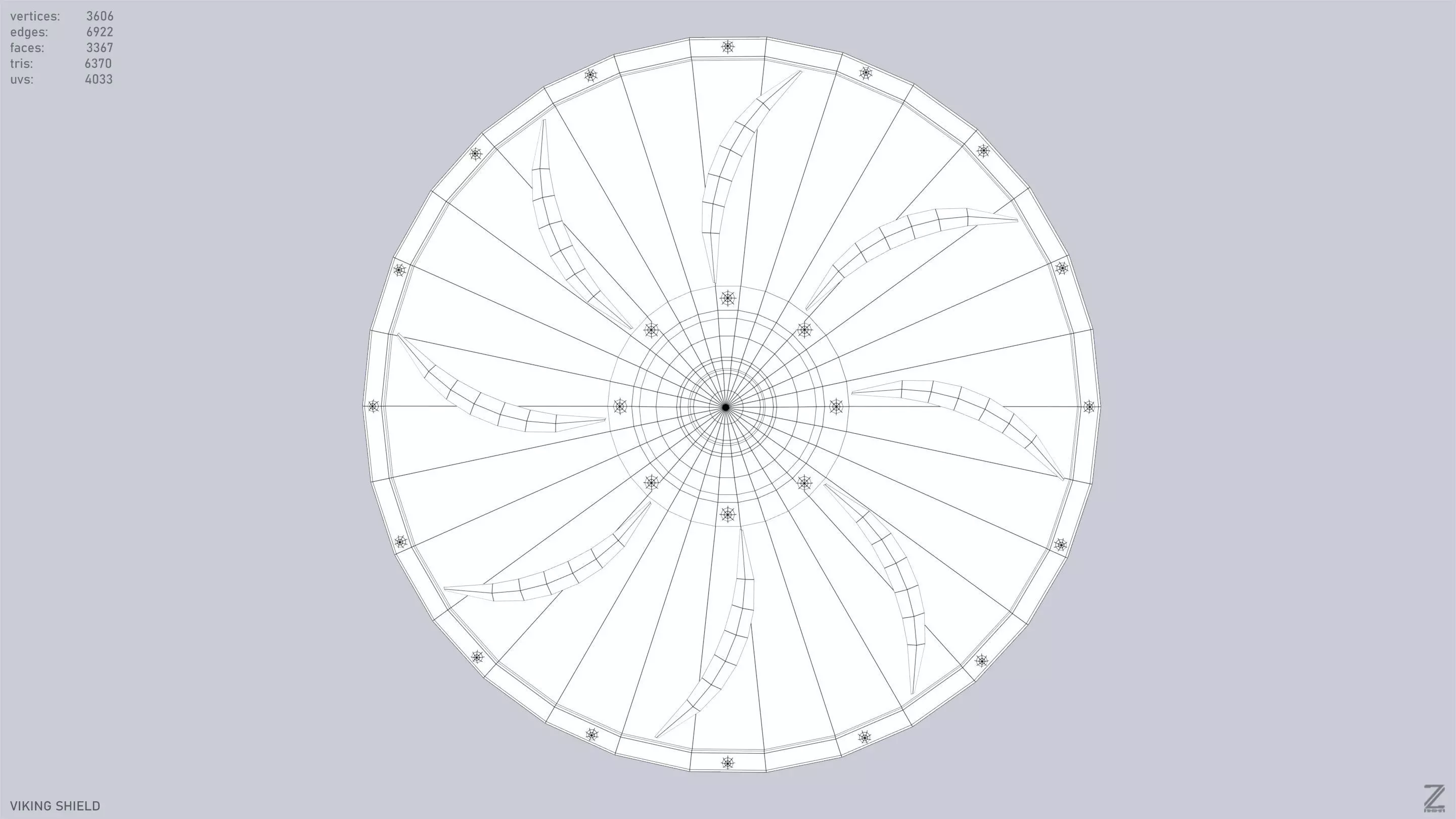 Viking shield Low-poly 3D model_9