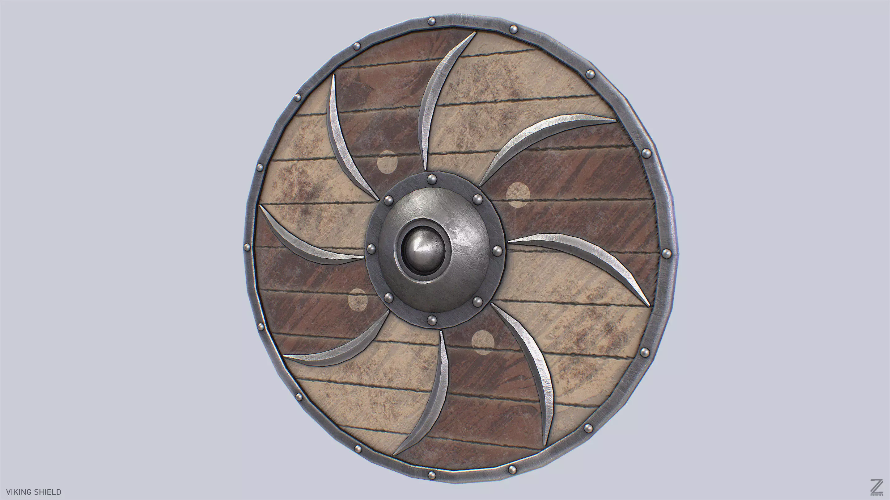 Viking shield Low-poly 3D model_5