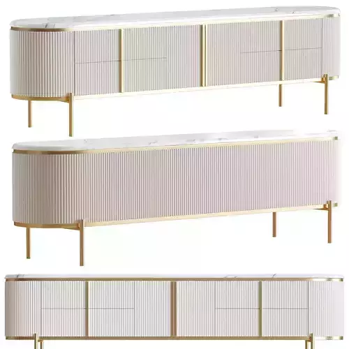 Gline Modern Oval TV Stand White Faux