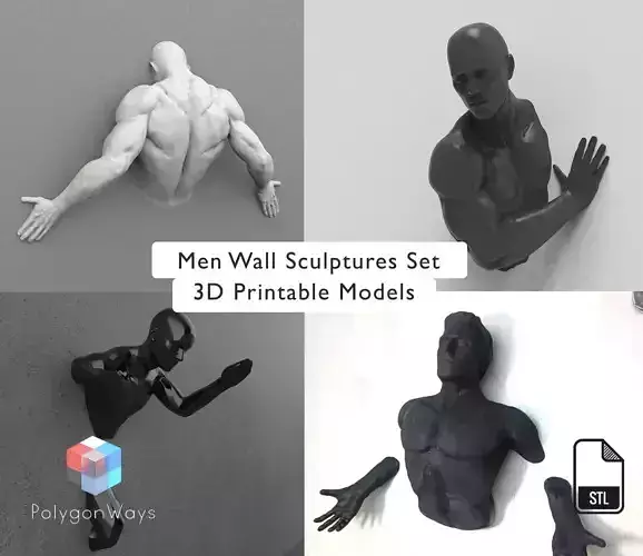 Men wall Sculptures set of 4 3D print model