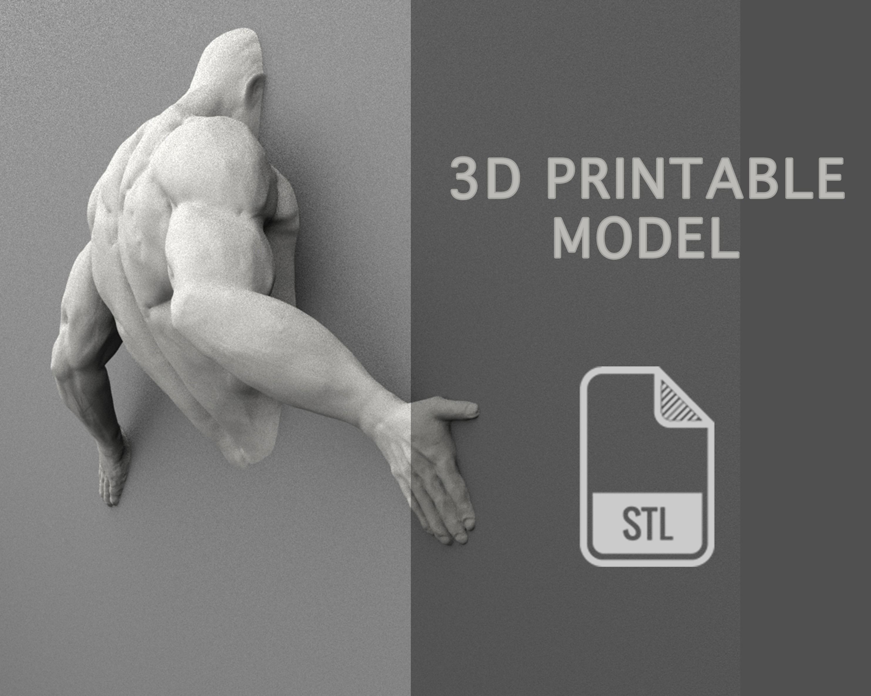 Men wall Sculptures set of 4 3D print model_4