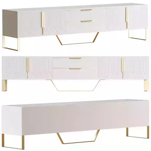 Aro Modern White Wood TV Stand 3D model