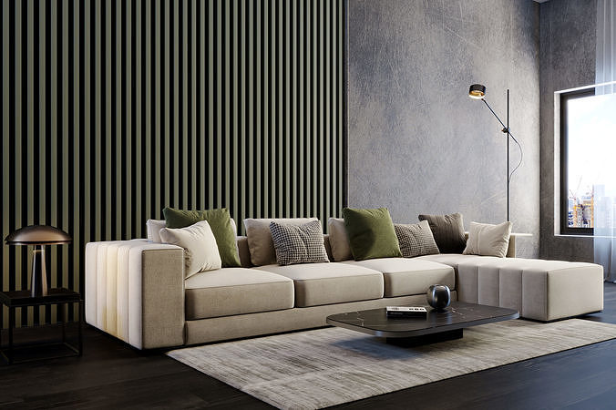 interior livingroom scene 06 3D model 2