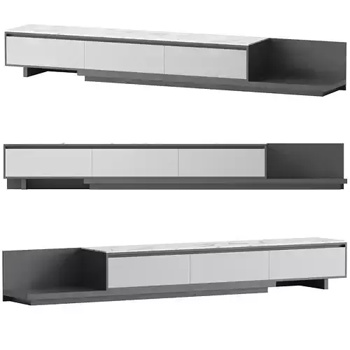 Fero Modern Black Extendable Stone and Wood TV Stand